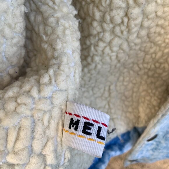 Vintage Acid-Wash Button-Down Coat - Jean Jacket - Denim Fleece Bomber, Men's 34 - Picture 7 of 8